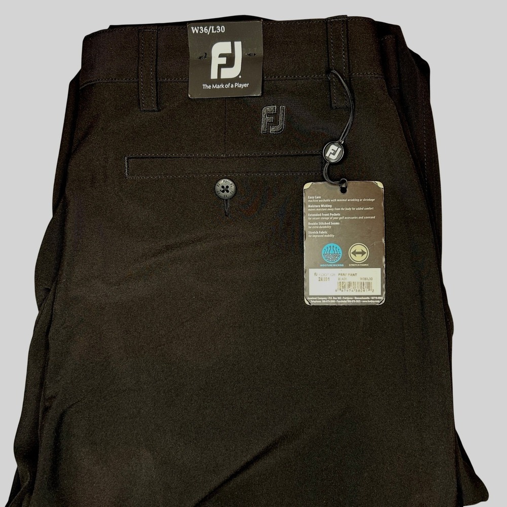 FootJoy Performance Golf Pants 36x30 Mens Black Stretch Moisture Wicking NWT NEW